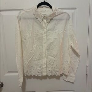 Workshop Republic Clothing White Eyelet Button-Up Blouse